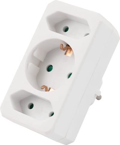 McPower Doorvoerstekker - 3 stopcontacten - Splitter met max 3680 Watt - Wit