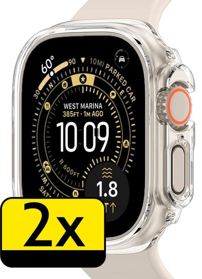 Hoesje - 2 Stuks - Geschikt voor Apple Watch Ultra 3 (49 mm) - Sterk & Shockproof - Smartwatch Full Bumper Hoes - Siliconen Case Cover - Transparant