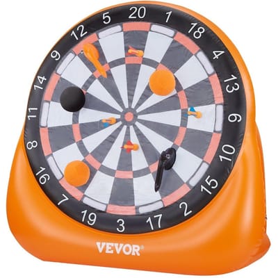 Jeu de fléchettes soccer gonflable de plus de 1,8 m avec 4 ballons de pied 6 fléchettes 6 haches Pompe