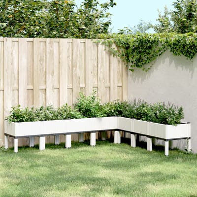 vidaXL - Plantenbak - met - poten - 200x160x42 - cm - polypropeen - wit