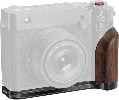 Houten Handgreep voor Camera's met L-vormige Bevestigingsplaat, Dubbelzijdige Grip en Snelle Ontgrendeling, Geschikt voor Arca, Lichtgewicht en Ergonomisch Ontwerp