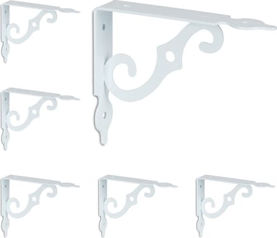 plankdrager set van 6 - metaal - 11x2,5x14 cm - wit