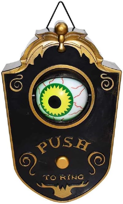 Deurbel Decoratie - Schrikwekkend Oog - Feestelijke Sfeer - Met Geluid - 30 x 14 cm - Wit
