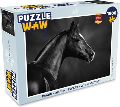 Puzzel Paard - Dieren - Zwart - Wit - Portret - Legpuzzel - Puzzel 1000 stukjes volwassenen