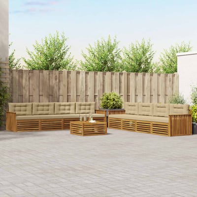 vidaXL - Buiten - bank - set - 9 - st - Natuurlijk - en - Beige