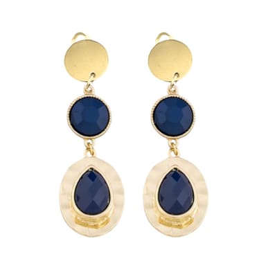 Clip oorbellen -goudkleurig- blauw- geen gaatje- Charme Bijoux