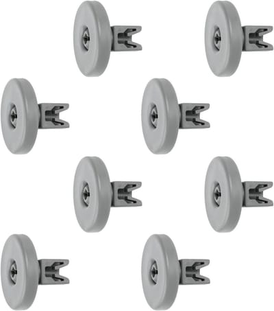 Mandenrek Wielen - Vaatwasser Onderdelen - Vaatwasser Reparatie - Premium Kwaliteit - 8 Stuks - Wit of Grijs