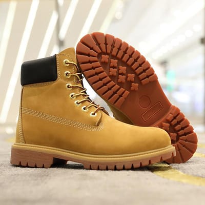 Bergbeklimmen Heren Werkschoenen Motorlaarzen Echt Leer Militaire Laarzen Werkschoenen Dames Werkschoen Hoge Schacht Dames 37 geel