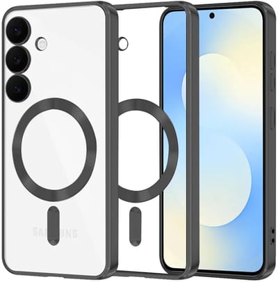 Hoesje geschikt voor Samsung Galaxy S25 FE - Techsuit Luxury Crystal Back Cover - Geschikt voor MagSafe - Transparant/Zwart