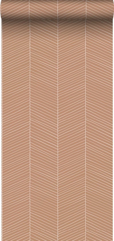 ESTAhome behang visgraat-motief licht terracotta - 53 cm x 10.05 m - 139357