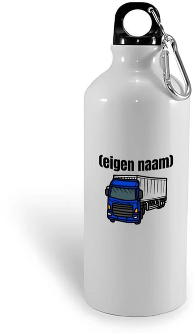Hacebo® - blauwe vrachtwagen met eigen naam waterfles - Vrachtwagen chauffeur - vrachtauto chauffeurs - iemand die houdt van vrachtwagens - verjaardag - cadeau - kado - geschenk - water fles - 400ML