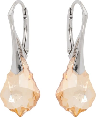 DBD - Zilveren Oorbellen - Swarovski Kristal Elements - Barok - Gouden Schaduw - 16MM Anti Allergisch