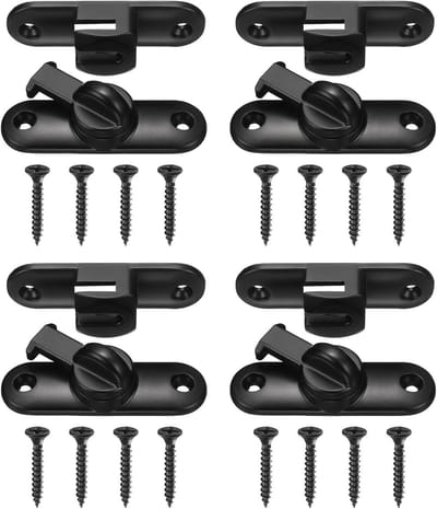 Set van 4 klapvergrendelingen 7,5 cm, zinklegering flip-schuifdeurslot voor schuurdeur, hek en ramen met schroeven en 90/180 graden schuifsloten [zwart]