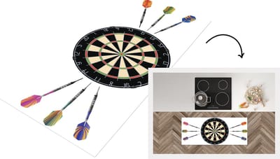 Keukenloper - Loper keuken - een dartbord en zes pijlen - 120x50 cm - Keukenloper vinyl