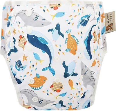 HappyBear - Zwemluier Zeedieren | 0-3 jaar - Wasbaar - Onesize