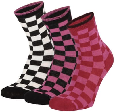 Apollo - Girls - Meisjes - Sokken - Geblokt - Paars - 3-pack - Maat 35/38