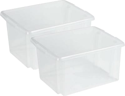 Sunware Opslagbox Nesta - 2x - kunststof - 32L - transparant - 45 x 36 x 24 cm - stapelbaar