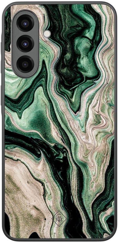 Casimoda® hoesje - Geschikt voor Samsung Galaxy A36 - Groen marmer / Marble - Zwart TPU Backcover - Marmer - Groen