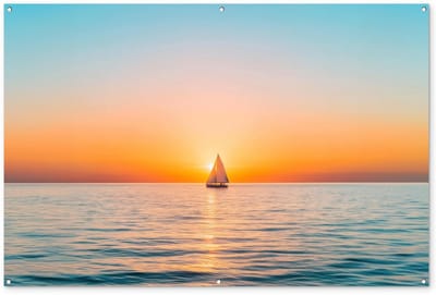 Dailygoods- Tuinposter 180x120 cm - Buitenschilderij - Tuinposters voor Buiten - Tuinposter Zee/Zeilboot - Tuinposter Zonsondergang - UV-werende Inkt - Buitenposter