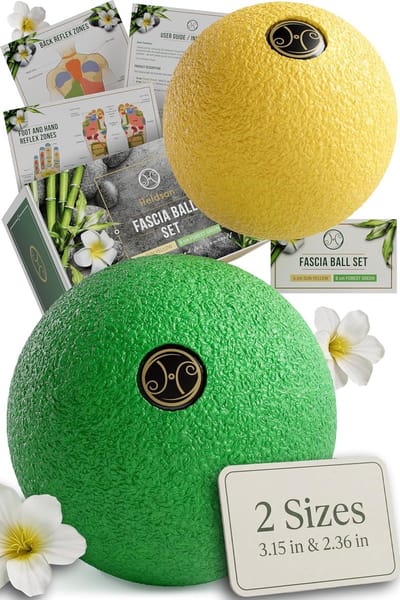 Dailygoods- Fasciabal Set van 2 - 6 cm/8 cm - Harde Massagebal - Massageballen Voet - Trigger Point - Reflexzonenkaarten