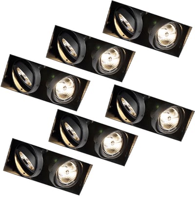 QAZQA oneon trimless 70 - Moderne Inbouwspot - 6 stuks - L 21.7 cm - Zwart - Woonkamer | Slaapkamer | Keuken