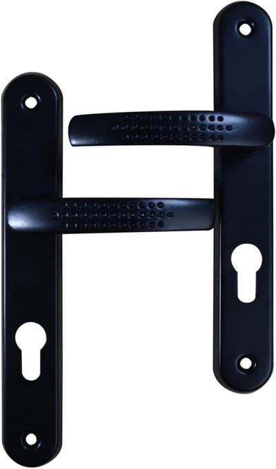 Deurgreep Binnen - Klapgreep Cilindergat - Deur Beveiligen - Aluminium Epoxycoating - 195 mm Hartafstand - Zwart