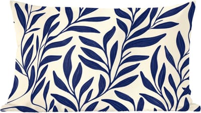 Sierkussens - Kussentjes Woonkamer - 60x40 cm - Bladeren - Klimop - Donkerblauw