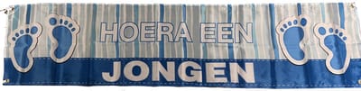 Spandoek - Hoera een jongen - Babyshower - Geboorte - Zoon - Blauw - 140x40cm