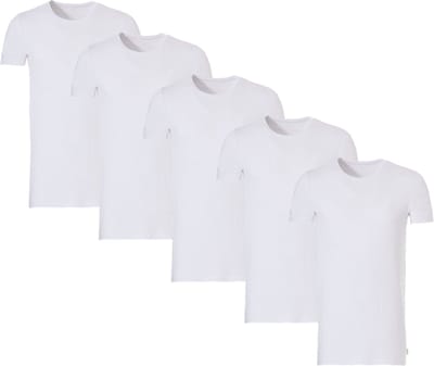 5 Bamboo T-Shirts - Ronde Hals - Super zacht - Antibacterieel - Perfect draagcomfort - 95% Bamboo - Wit - M