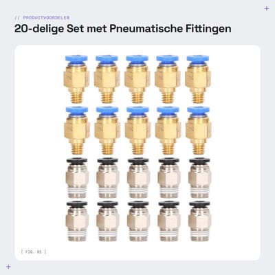 Dailygoods- Pneumatische Fittingen 20-delige Set - PC4-M6 / PC4-10 - Betrouwbare Verbinding - Geschikt voor Ender/CR-10 - Duurzaam Messing/Roestvrij Staal - Eenvoudige Installatie