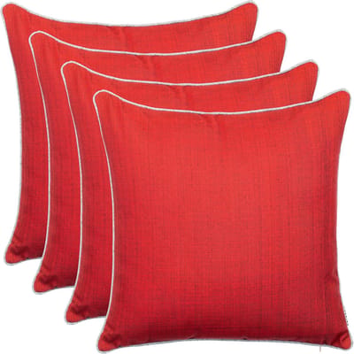 4-delige Set Sierkussens Outdoor 45x45 cm – Waterafstotend Tuinkussen met Linnenlook Bies