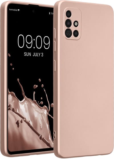 kwmobile metallic telefoonhoesje van TPU - geschikt voor Samsung Galaxy A51 - Flexible case voor smartphone - In metallic roségoud