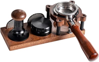 Houten Koffietamper 51mm-58mm, Professionele Tamper voor Espresso, Koffie Accessoires met Opbergstation en Handvat Houder