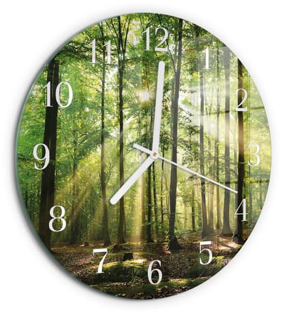 Tulup Wandklok - Bosnatuur Klok Glas Met Opdruk - 30fi cm - Groente Moderne Wandklok Glas - Witte Handen - Ronde Wandklok - Wandklok Glas Met Motief - Decoratieve Glazen Klok