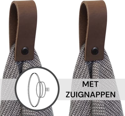 Handles and more® - 2x Leren magneet-lus met Zuignap - Donker bruin - incl. plakstrip (handdoekhaak - handdoeklus - handdoekhanger - magnetische handdoekhouder)
