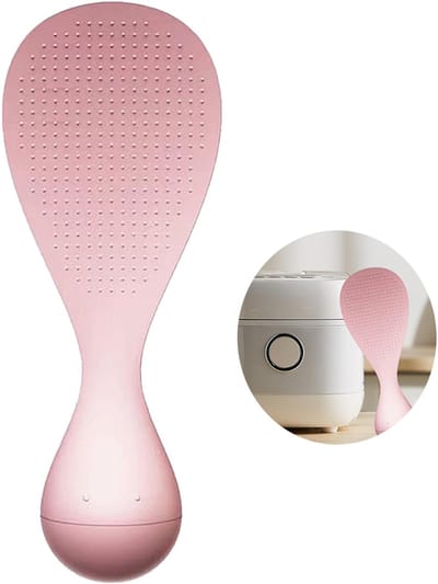 Roze staande rijstlepel die nooit valt - Zelfstandig staande bekerbasis - hygiënisch antislipontwerp - voor aanrechtbladen en eenvoudige opslag