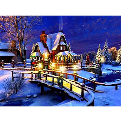 5D Diy Diamant Schilderen Kruissteek Volledige Diamant Borduren Mozaïek Landschap Winterlandschap 20X30CM blue