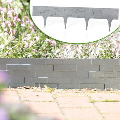 Flexibele Kunststof Tuinpalissade - Steenlook Bloembedomranding voor Tuinen - 7,9m, Grafiet
