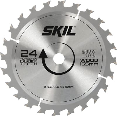 SKIL Zaagblad - Hardmetalen - Cirkelzaagblad - Zaagblad Hout - Voor Cirkelzaag - 165 mm & 24 Tanden - Skil 2610S00274