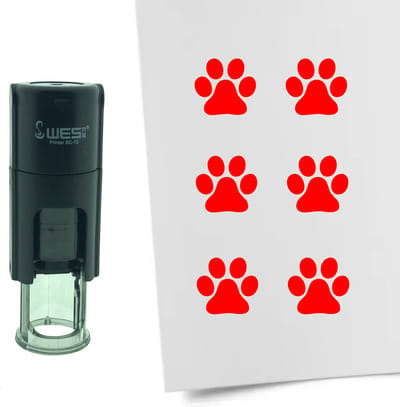 CombiCraft Stempel Hondenpoot van Hond 10mm rond - rode inkt
