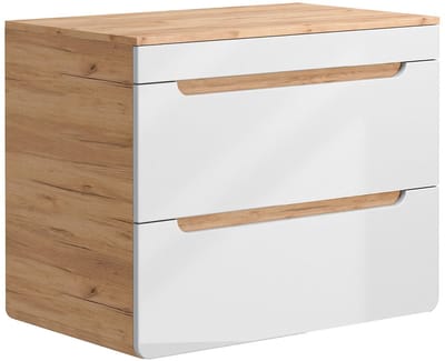Vente-unique Zwevend waskommeubel met legplank - 80 cm - Lichte houtlook en wit - ARUBA