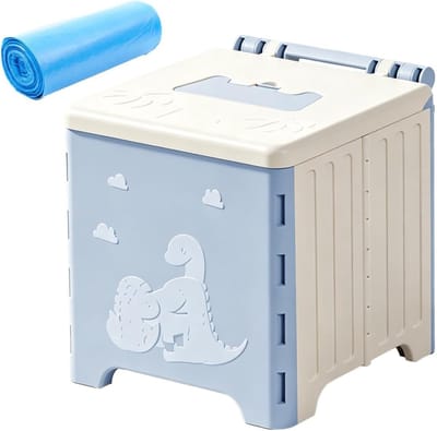 Draagbaar toilet - Reispotje kinder - Zindelijkheidstraining - Direct uitklapbaar - 23x22x23cm - Blauw grijs