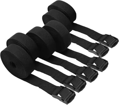 6 stuks verstelbare sjorbanden van 1 meter met klemsluiting voor fiets, motorfiets, bagage, camping en transport.