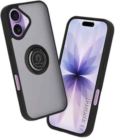 Hoesje geschikt voor Apple iPhone 17 - Techsuit Glinth Back Cover met ring en magneet - Zwart