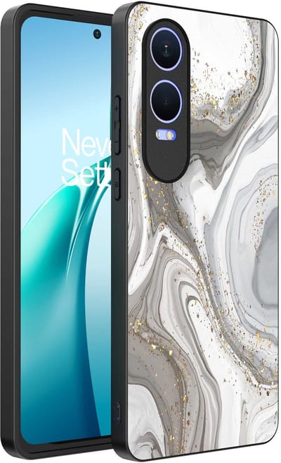 Smartphonica Telefoonhoesje Geschikt voor OnePlus Nord CE 4 Lite met marmer opdruk - TPU backcover case marble design - Zilver geschikt voor OnePlus Nord CE 4 Lite