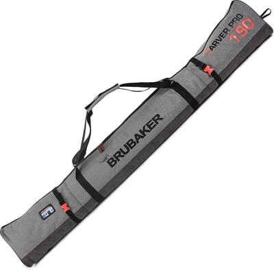 BRUBAKER Carver Performance Skitas - Voor 1 paar Ski's & Stokken - Gevoerd - Zware Kwaliteit - Scheurvast - Skihoes - Verstelbare draag/schouderbanden- 170 cm - Zwart/Grijs