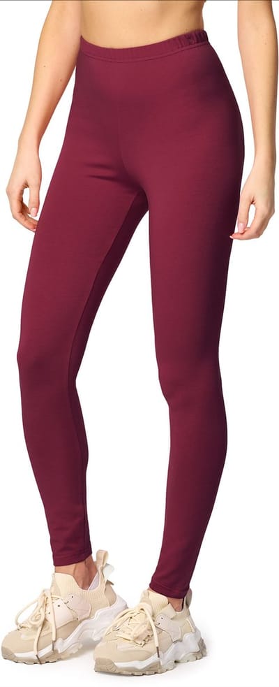 Merry Style MS-MS10-198-LE Dames Leggings - Sport - Vrijetijdsbroek - Lang - Katoen - Sporbroek - Yogabroek - Wijnrood - M