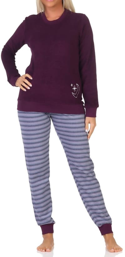 Normann damespyjama badstof met lange mouwen en manchetten - pyjama ook in oversize