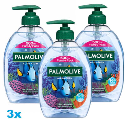 Palmolive Aquarium Handzeep – 3 x 500 ml – Vegan Hand Wash – 96% Natuurlijke Oorsprong – 3 Stuks