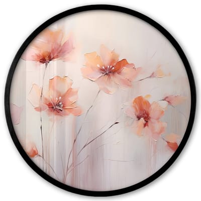 Poster in lijst Rond - Fotolijst 40x40 cm - Posters - Klaproos - Bloemen - Kunst - Abstract - Watercolor - Ronde posterlijst zwart - Decoratie - Wanddecoratie woonkamer - Muurdecoratie slaapkamer